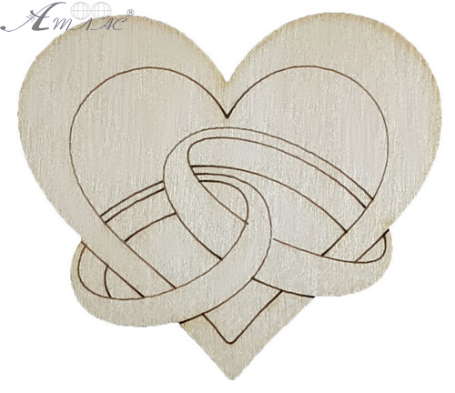Фігурка фанерна - Серце з обручками 6 х 5,5 см AS-4733, В-0275