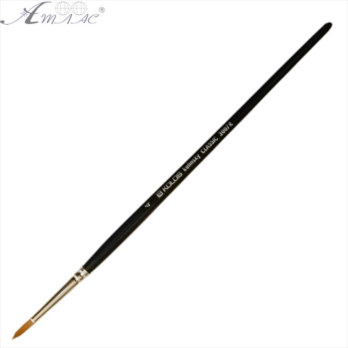 Кисть колонок круглая № 4 Kolos Classic, черная ручка 17 см 3007R