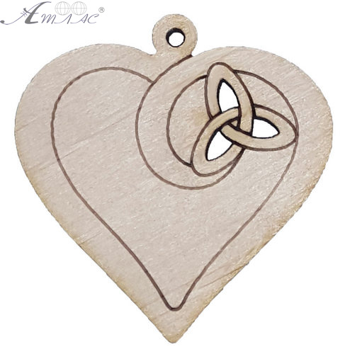 Фигурка фанерная - Сердце с трилистником, кулон 4,5 х 4,5 см AS-4737, В-0268
