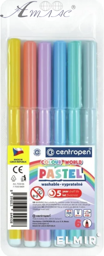 Фломастеры Centropen 6 цветов Pastel Пастель  7550/0609  