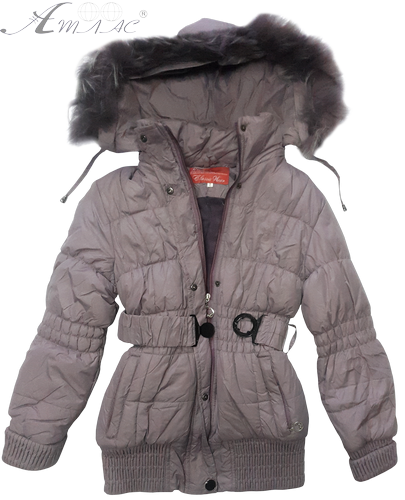 Куртка зимняя для девочки р.L, сиреневая однотонная 13934