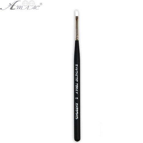 Кисть синтетическая плоская Synt.Toray № 5 черная, толстая ручка 18 см 1212