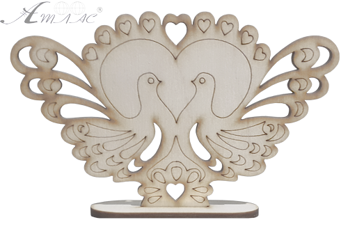 Фигурка фанерная - Сердце с двумя большими голубями на подставке 12,5 х 8 см AS-4705, В-0279