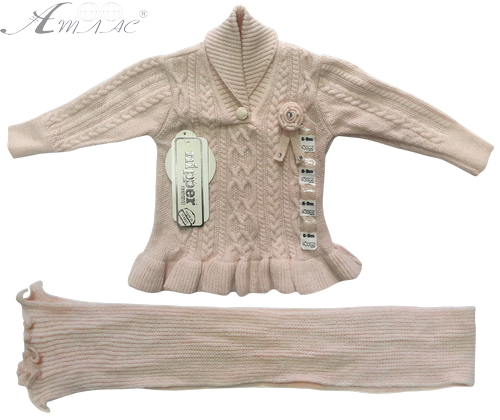 Набор Свитер + шарф для девочки розовый со стразами Nipper 12403