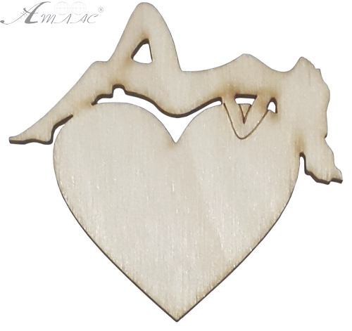 Фигурка фанерная - Сердце с девушкой AS-4727, В-0151