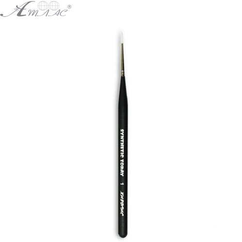 Кисть синтетическая круглая Synt.Toray № 1 черная, толстая ручка 18 см 1211