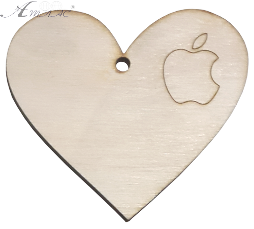 Фигурка фанерная - Сердце с i-Яблоком, Мне нравится Apple AS-4724, В-0150