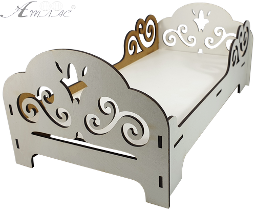 Меблі для ляльок ростом 30 см - Ліжко № 1 з боковинами з МДФ AS-6003, М-2030
