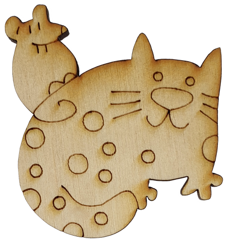 Фигурка фанерная - Котик с мышкой 5.8 см AS-4661, В-0266