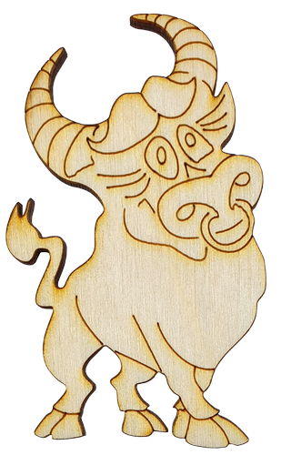 Фигурка фанерная - Корова или Бык № 21 с кольцом в носу 8х5см + магнит AS-4534