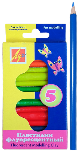 Пластилин Луч флуоресцентный 5 цветов 12С 764-08
