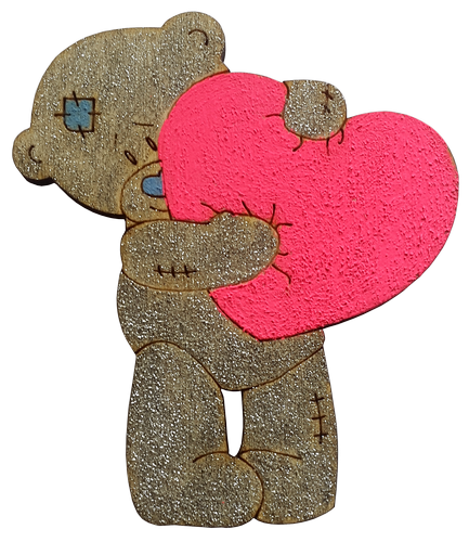 Фигурка фанерная - Мишка с сердцем 6,9 см AS-4685, В-0246 фото 2