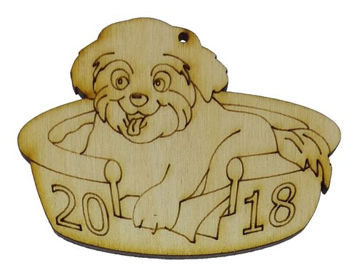 Фигурка фанерная - Песик № 11 в корзинке 80 х 59 мм с магнитом AS-4787, В-0314