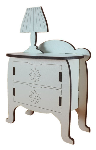 Мебель для кукол ростом 30 см - Комод с лампой из МДФ AS-6014, М-2041