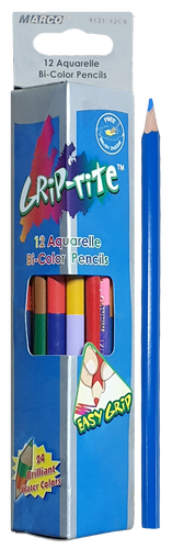 Карандаши акварельные цветные Marco 2 -х сторонние Grip-Rite 24 цвета 12 шт  треугольные 