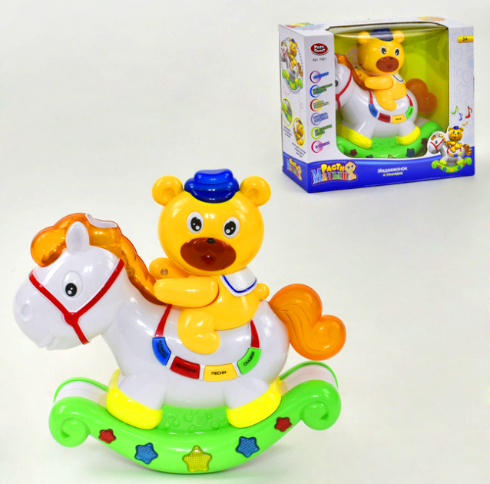 Игрушка Ночник Медвежонок на лошадке, свет, звук  7481