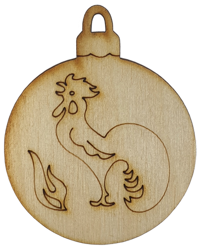 Фигурка фанерная - Елочный шар с петушком влево 6 см AS-4771, В-0203