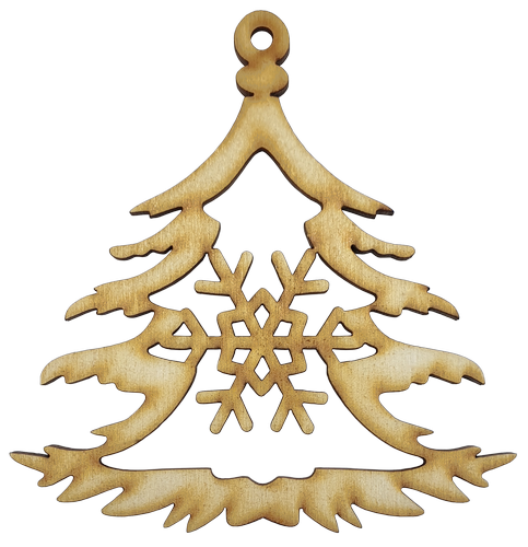Фигурка фанерная - Елка средняя контур со снежинкой 10 см AS-4645, В-0258