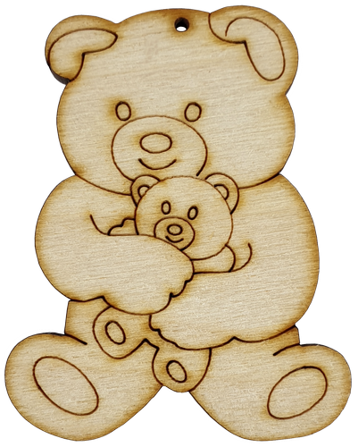Фигурка фанерная - Мишка с медвежонком в лапах 6,9 см AS-4683, В-0251