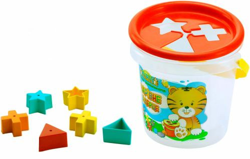 Игрушка Пластиковая Ведро-сортер с маленькими пасочками d=14 см Тигрис  39136