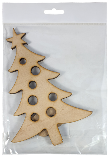 Фигурка фанерная - Елка большая с отверстиями и звездой на подставке 17 см AS-4639, В-0144 фото 2