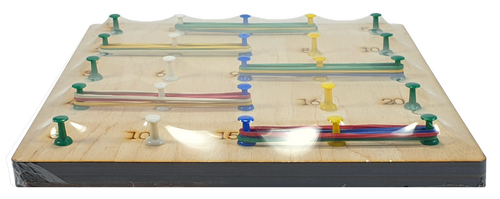 Игрушка развивающая.Планшет Математический 20 х 20 см с Цифрами, 25 пластиковых стоек + 15 резинок AS-7147 фото 2