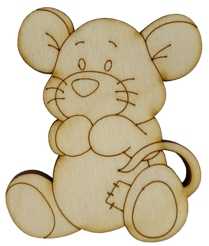 Фигурка фанерная - Мышонок №  2 с латкой 57 х 65 мм с магнитом AS-4826, В-0384