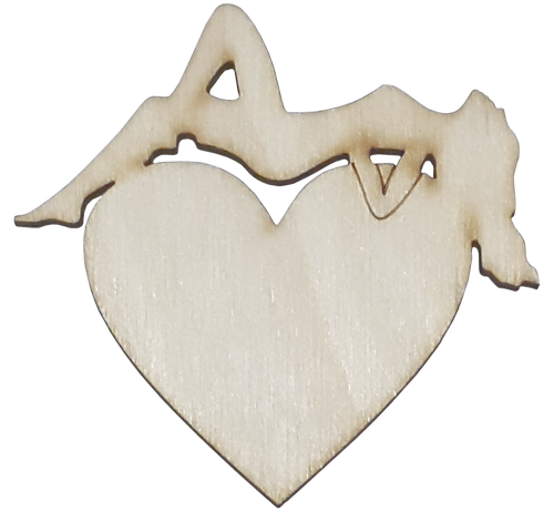Фигурка фанерная - Сердце с девушкой AS-4727, В-0151