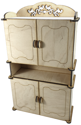 Мебель для кукол типа Барби - Шкаф № 4 с четырьмя одинаковыми отсеками 19 х 7.5 х 33.3 см AS-4009, F-0197