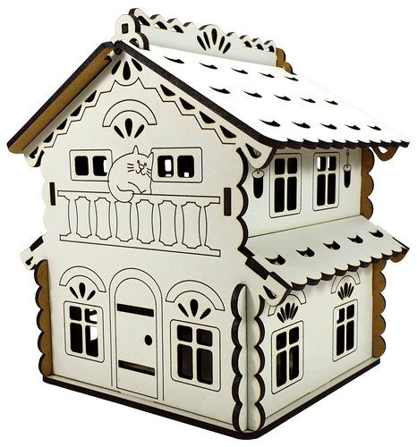 Дом №  9 шкатулка с открывающейся крышей, из МДФ 15 х 13 х 17 см AS-6245, М-2082