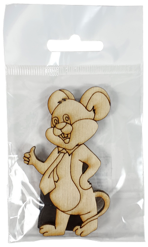 Фигурка фанерная - Мышонок №  7 в галстуке 46 х 77 мм с магнитом AS-4831, В-0389 фото 2