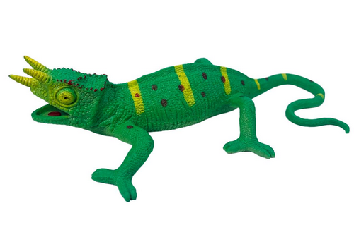 Игрушка Силиконовая тянучка Ящерица Большая зеленая с желтыми рогами  06753 фото 2