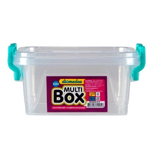 Контейнер пищевой с ручками  0,35л 10,5*10,5*5 см  пластик А-4