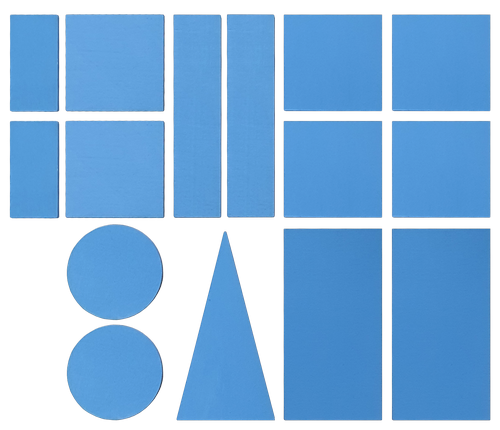 Фигуры геометрические 15 шт Синие из фанеры 4мм AS-7146