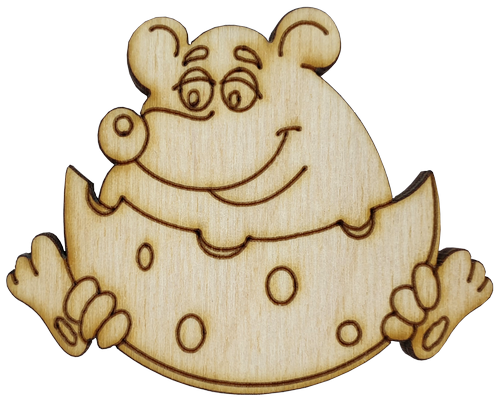 Фигурка фанерная - Мышонок №  4 с сыром полумесяцем 67 х 53 мм с магнитом AS-4828, В-0386