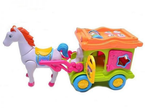 Игрушка Лошадка с каретой 3D 30 см в коробке  00512