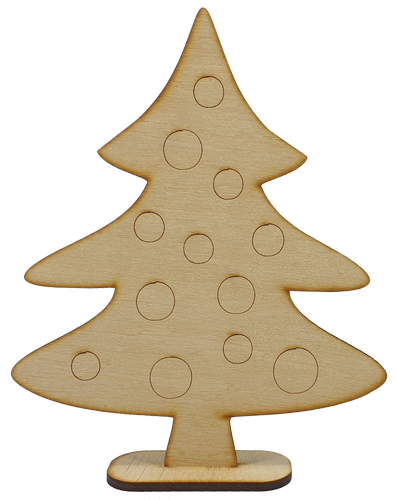 Фигурка фанерная - Елка большая с гравированными шарами на подставке 17.5 см AS-4648, В-0141