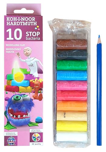 Пластилин Koh-i-Noor Stop bacteria 10 цветов 200 гр годен до 2021 года  131810 фото 2