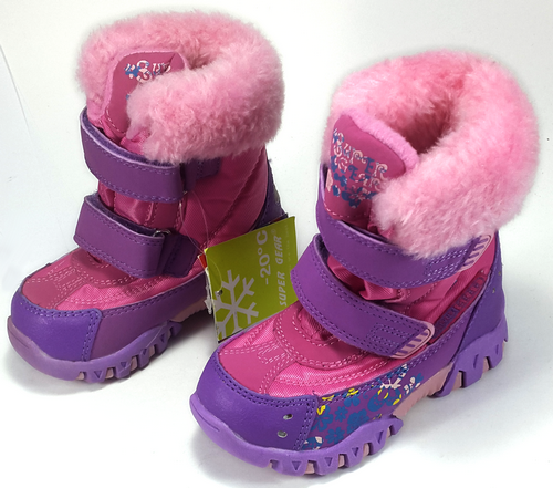 Ботинки высокие SG спортивные, розовые с цветами р.23-27 А9110, до - 20 градусов