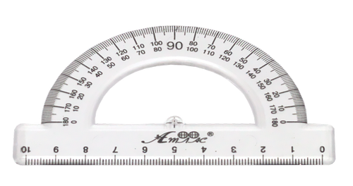 Транпортир пластиковый, напечатанный в кульке со штрих-кодом AS-0601, К-9010