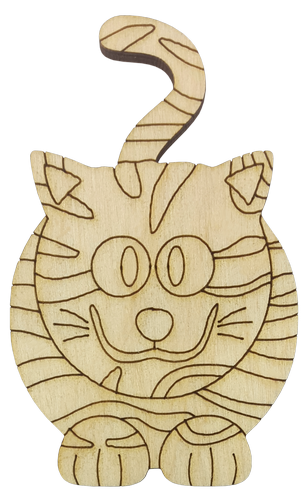 Фигурка фанерная - Тигр №  7 круглый с хвостом вверх 4,5 х 7 см AS-4542