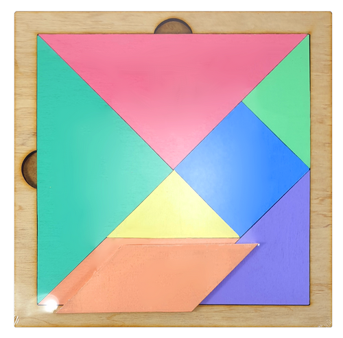 Танграм ЦВЕТНОЙ с двух сторон из фанеры на МДФ основании 20 х 20 см  AS-7145 фото 2