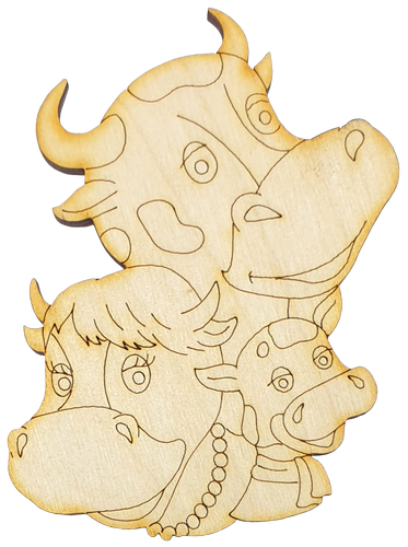 Фигурка фанерная - Корова или Бык № 17 семья 7 х 8 см + магнит AS-4530