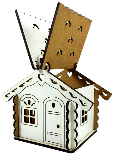 Дом №  1 шкатулка с открывающейся крышей, из МДФ 12 х 8,2 х 10 см AS-6237, М-2074 фото 2