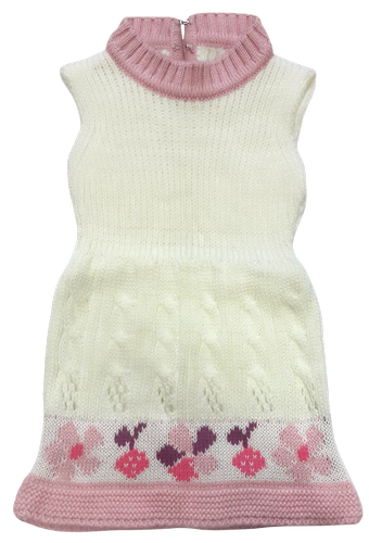 Набор кофта + платье для девочки, вязаные на змейке, розовые с белым р. 1-3 13195 фото 2