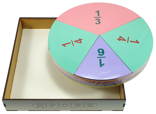 Дроби учебные от 1 до 6 частей d = 20 см ЦВЕТНЫЕ с цифрами на магнитах из фанеры AS-7110, О-00028 фото 2