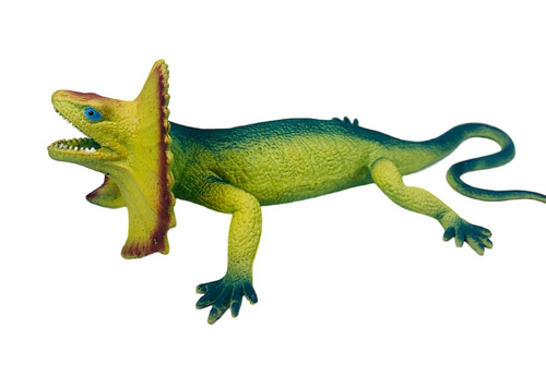 Игрушка Силиконовая тянучка Ящерица Большая зеленая с желтой гривой  12688 фото 2