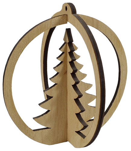 Новогоднее украшение Шарик с Елочкой 3D 9 см AS-4259, F-0139