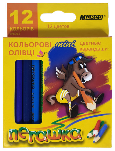 Карандаши цветные Marco Пегашка 12 цветов Короткие шестигранные 1010H-12СВ Карандаши цветные Marco Пегашка 12 цветов Короткие шестигранные 1010H-12СВ