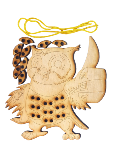 Игрушка развивающая Шнуровка Сова 18 х 19 см, с цветным шнурком 1 м AS-7132 фото 3